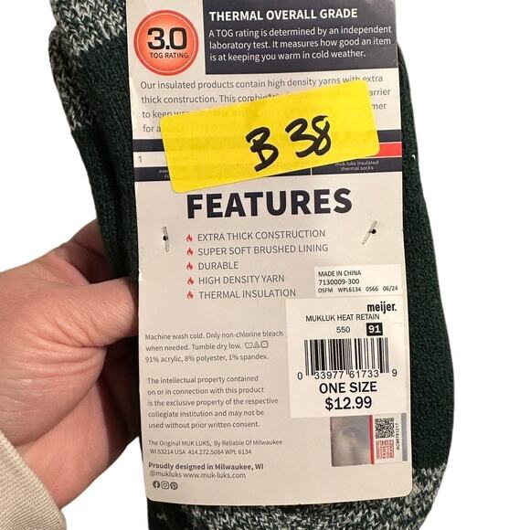 Muk Luks GameDay Michigan State Spartans Thermal Lined Soft Socks Green White - Picture 4 of 5